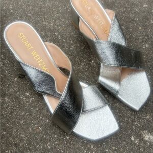 Stuart Weitzman Metallic Silver Heels